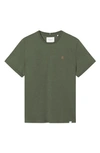 Les Deux Nørregaard Embroidered Cotton T-shirt In 522730-olive Night/ Orange