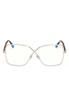 Tom Ford 59mm Butterfly Blue Light Blocking Glasses In Shiny Rose Gold