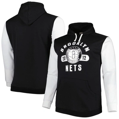 Fanatics Men's  Black, White Brooklyn Nets Big And Tall Bold Attack Pullover Hoodie In Black,white