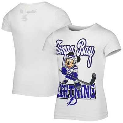 Outerstuff Kids' Girls Youth White Tampa Bay Lightning Mickey Mouse Go Team Go T-shirt