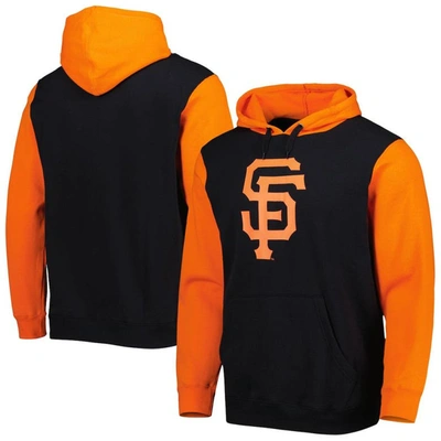 Stitches Men's  Black, Orange San Francisco Giants Team Pullover Hoodie In Black,orange