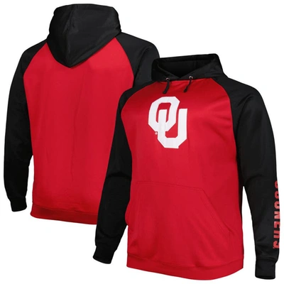 Profile Men's Crimson Oklahoma Sooners Big And Tall Raglan Fleece Pullover Hoodie