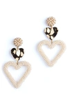 Deepa Gurnani Candi Heart Drop Earrings In Pearl