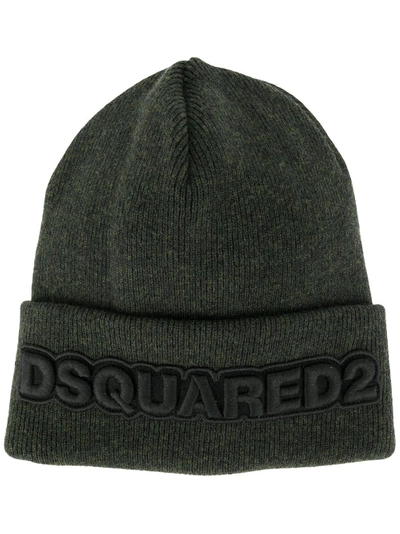 Dsquared2 Logo Embroidered Beanie - Green