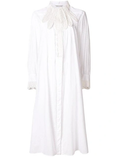 Tsumori Chisato Lace Petal Trim Shift Dress In White