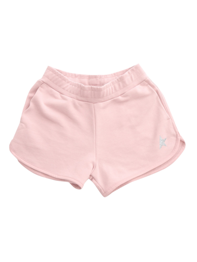 Golden Goose Kids' Girl's Glitter Star Fleece Shorts In Rosa