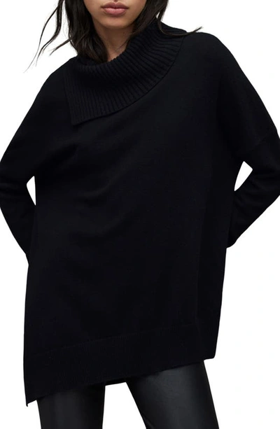 Allsaints Whitby Cashmere Blend Sweater In Black