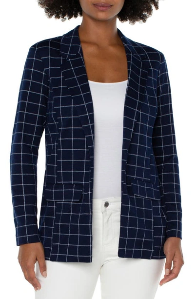 Liverpool Los Angeles Windowpane Boyfriend Blazer In Federal Navy