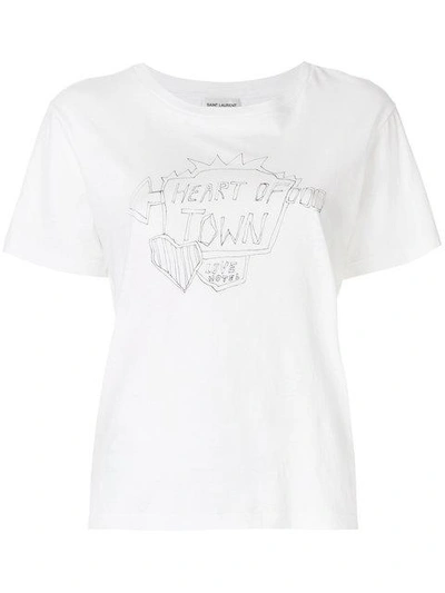 Saint Laurent Slogan-print Crew-neck T-shirt In White