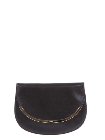 Lanvin Black Leather Clutch With Logo
