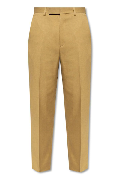 Gucci Pleated Cotton Tailored Trousers In Nude