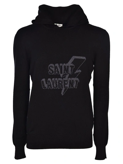 Saint Laurent Logo Printed Sweatshirt In Nero