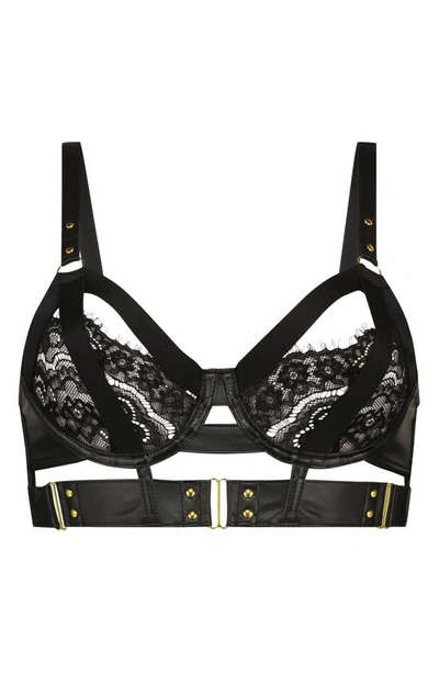 Hunkemoller Occult Underwire Longline Bra In Caviar