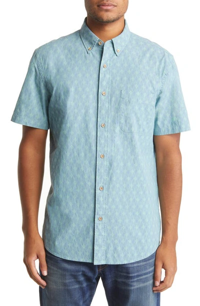 Faherty Breeze Floral Stretch Short Sleeve Button-up Shirt In Galeon Isles