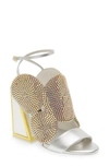 Kat Maconie Frida Crystal Medallion Ankle Strap Sandal In Silver