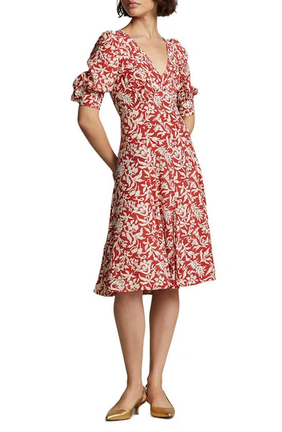 Polo Ralph Lauren Floral Print A-line Dress In Red
