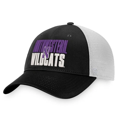 Top Of The World Men's  Black, White Northwestern Wildcats Stockpile Trucker Snapback Hat In Black,white