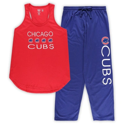 Concepts Sport Women's  Red, Royal Chicago Cubs Plus Size Meter Tank Top And Pants Sleep Set In Red,royal