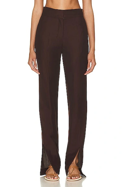 Jacquemus Le Pantalon Tibau Twill Flared Pants In Dark Brown