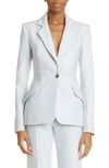 Brandon Maxwell Larsa Tailored Stretch-wool Blazer Jacket In Light Blue