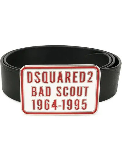 Dsquared2 Black Bad Scout Belt In Leather