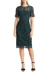 Eliza J Embroidered Lace Overlay Cocktail Dress In Hunter