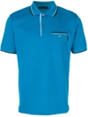 Prada Contrast Detail Polo Shirt In Blue