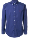 Polo Ralph Lauren Embroidered Logo Button-down Shirt In Blue