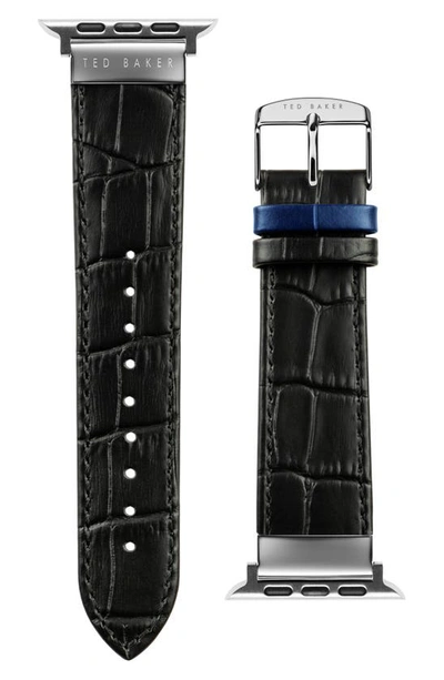 Ted Baker London Croc Embossed Leather Apple Watch® Watchband