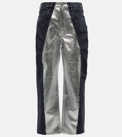Frame Pieced Mid-rise Straight Jeans In Orbital / Silver Chrome