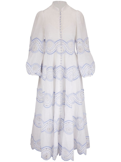 Zimmermann Cira Lace-insert Cotton Maxi Dress In White