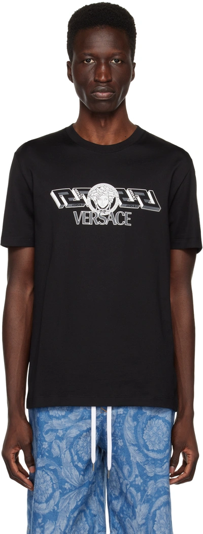 Versace Logo印花t恤 In Black