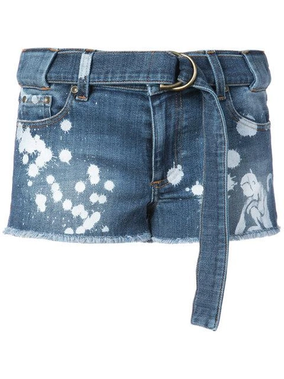 Red Valentino Paint Splatter Denim Shorts - Blue