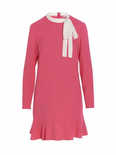 Red Valentino Redvalentino Pussy Bow Flounce Hem Dress In Pink