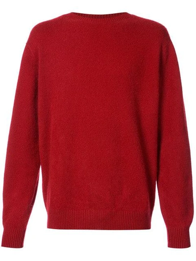 The Elder Statesman Crew Neck Sweater In Red