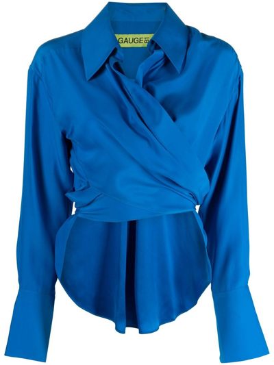 Gauge81 Sabinas Silk High-low Wrap Top In Black