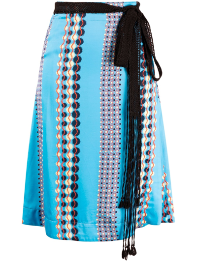 Wales Bonner Chari Printed Skirt In Blue