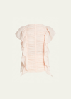 Chloé Ruched Sleeveless Top With Ruffle Detail In Pink