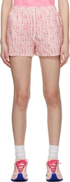 Moncler Logo Printed Drawstring Shorts In Pink