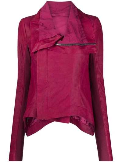 Rick Owens Naska Fitted Leather Motorcycle Jacket In Pink