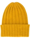 The Elder Statesman Rib Knit Beanie In Yellow