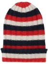 The Elder Statesman Striped Beanie In Red