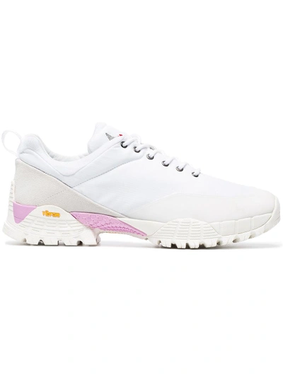 Roa Oblique Rippy Mesh-trimmed Suede And Ripstop Sneakers - White