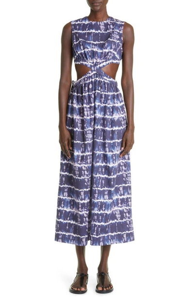 Altuzarra Ashima Tie-dye Cutout Midi Dress In Berry Blue