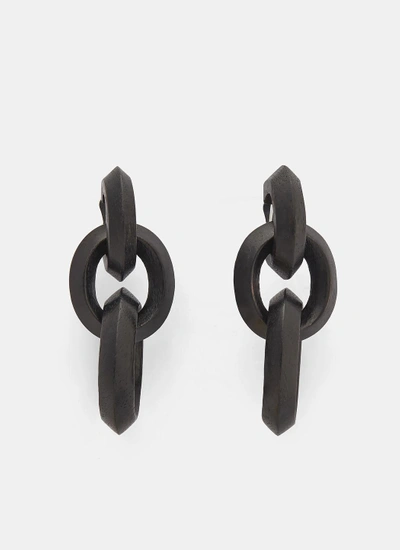 Monies Wooden Chain Earrings In Black