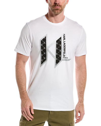Karl Lagerfeld Men's Shiny Kl Logo T-shirt In White