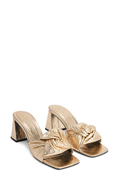 By Far Lamar Metallic Twist Mule Sandals In Parchment