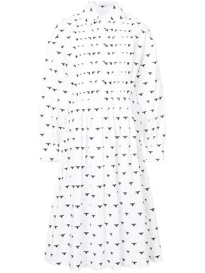 Novis Bird Print Shirt Dress - White