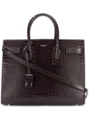 Saint Laurent Brown Croc Small Sac De Jour Tote