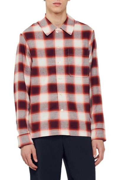 Sandro Check-pattern Button-up Shirt In Red Ecru
